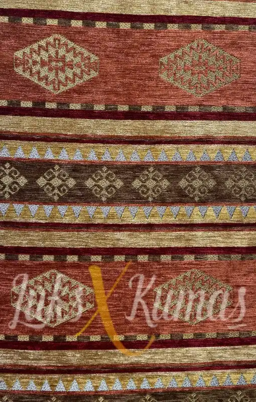 Kilim Desenli Turuncu Döşemelik Kumaş