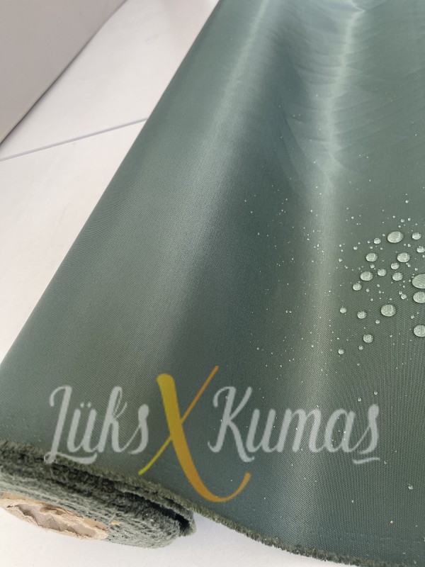 İthal Dış Mekan Pamuk Saten Haki Kumaş