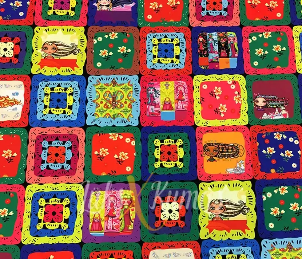 Örgü Görünümlü Patchwork Desenli Kumaş