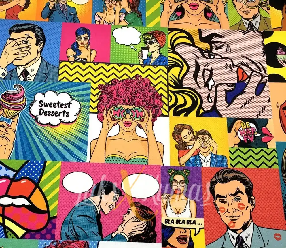 Renkli Popart Desenli Kumaş