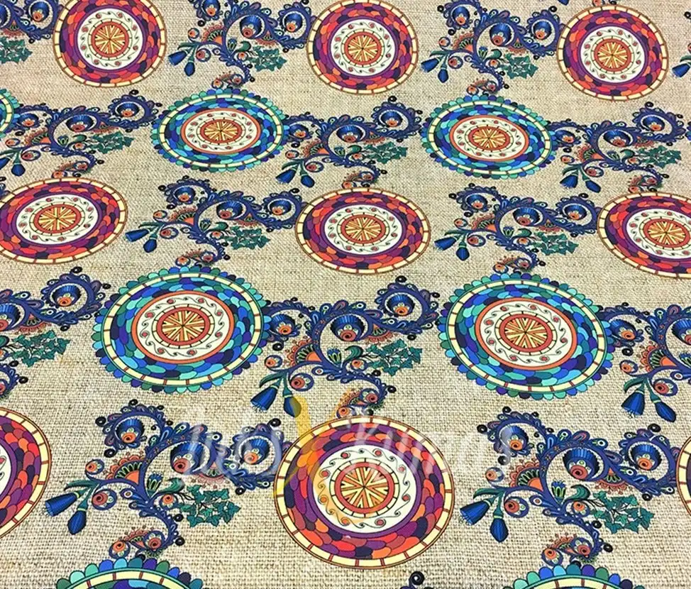 Çuval Zemin Mandala Desenli Kumaş