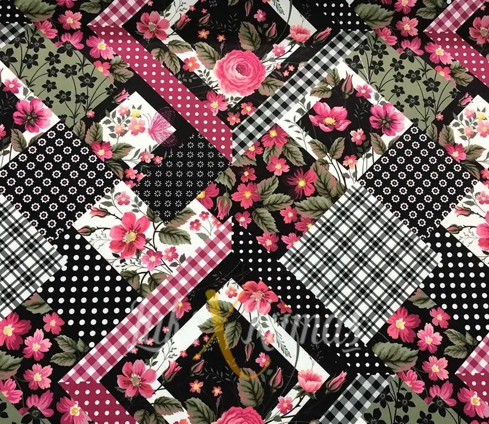 Patchwork Çiçek Desenli Kumaş