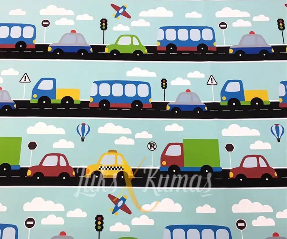 Arabalar Çocuk Desenli Kumaş